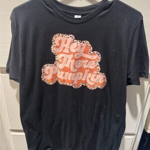 Tultex Black T-Shirt with Orange and Leopard Graphic